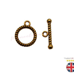 10 Sets Golden Tibetan Rope Toggle Clasps 16mm x 12mm Findings Clasp Bead K155