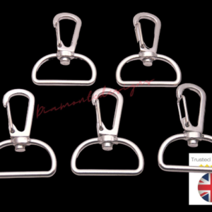 40mm D Shape Silver Coloured Lobster Trigger Swivel Clasps Snap Hook Keyring UK