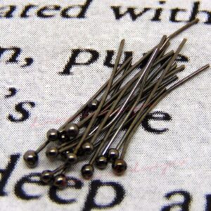 100 Pcs 20mm Gun Metal Black Coloured Ball Head Pins Jewellery Findings A307