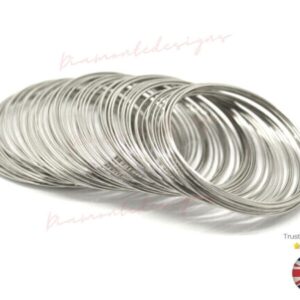 50 x Silver Tone Memory Wire Beading Loops 40mm - 43mm diameter 0.5mm J319