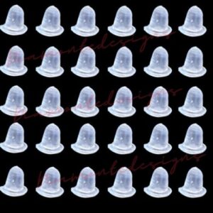 4mm Bell Shape Silicone Rubber Back Earring Stoppers Clear Findings Jewellery UK