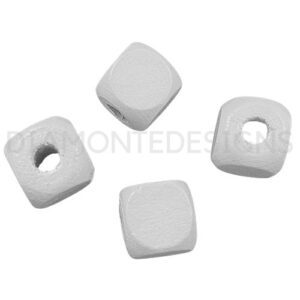 50 Pcs - 10mm WHITE WOODEN Cube Beads Painted Jewellery Craft Beading UK B119