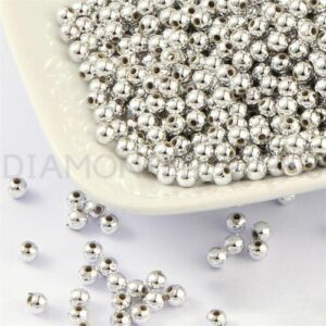 Premium Quality Silver Plated Smooth Acrylic Round Spacer Beads 4mm 6mm 8mm 10mm