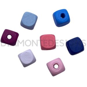 10mm Mixed Pastel Colour PLAIN WOODEN Cube Beads Jewellery Craft Beading Kids
