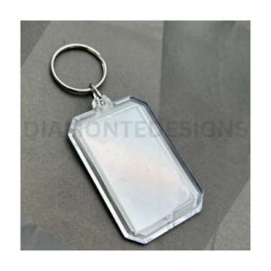 Clear Acrylic Blank Keyrings / Key Ring 50mm x 40mm Photo Insert