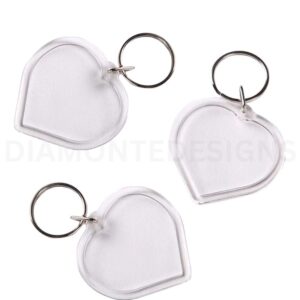 5 Pcs - Heart Shape Keyring Blanks / Key Ring Photo Insert Gift A196
