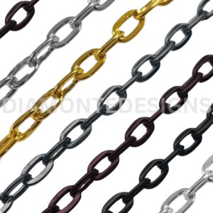 1 Metre FLAT CABLE Chain Link Size 7mm x 4mm Gold / Silver / Black / Red Copper UK